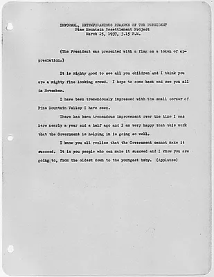 Extemporaneous remarks at Pine Mountain Resettlement Project