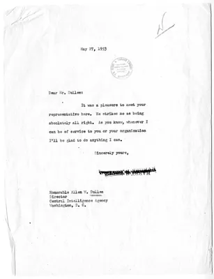 Correspondence Between Central Intelligence Agency Director Allen Dulles and Former President Harry S. Truman