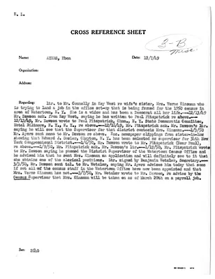 Cross Reference Memorandum