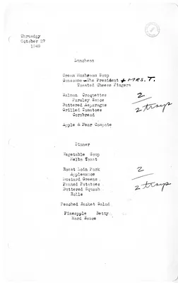 White House Luncheon and Dinner Menu