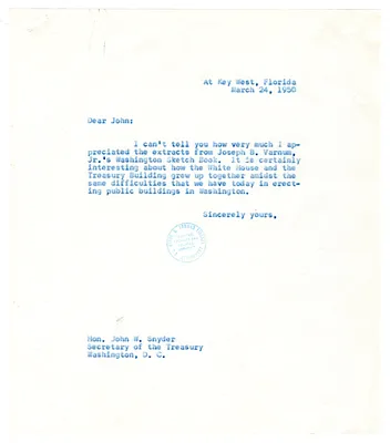 Correspondence Between President Harry S. Truman and John W. Snyder, with Attachments