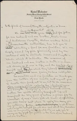 Rose Sacco and Luigia Vanzetti autograph letter to the Friends of Sacco and Vanzetti and Justice in France, [1927?]