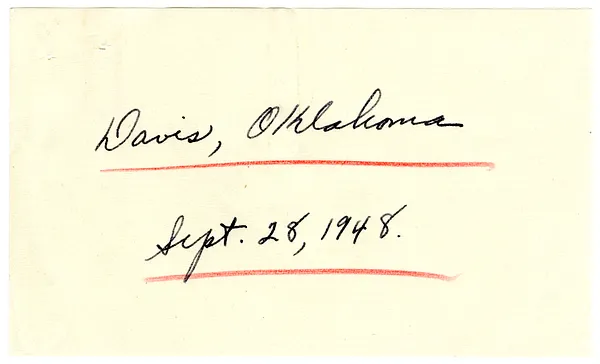 Press Release, Speech of President Harry S. Truman, Davis, Oklahoma