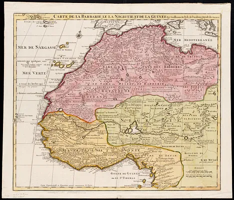 Carte de la Barbarie le la Nigritie et de la Guinée