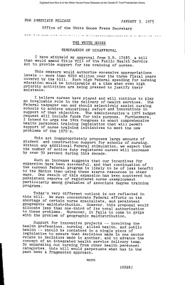 President Vetoes H.R. 17085, amending Title VIII of the Public Health Service Act [Veto Statements and Announcements]