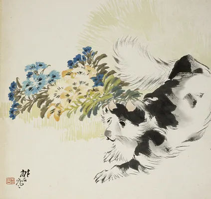 Cat and Flowers