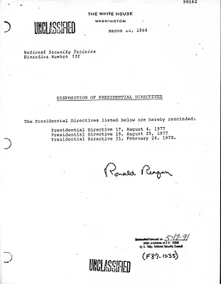 NSDD 132 Disposition of Presidential Directives