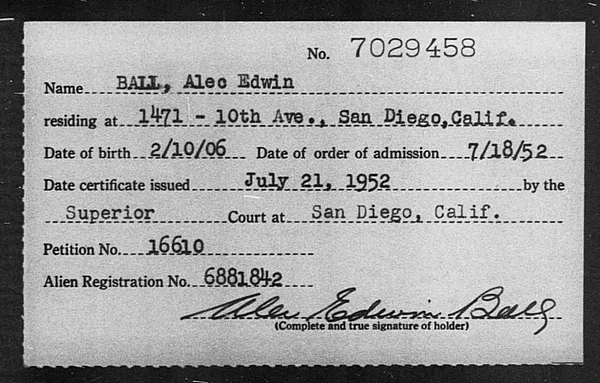 Ball, Alec Edwin - 1952