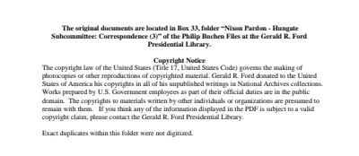 Nixon Pardon - Hungate Subcommittee Correspondence (3)