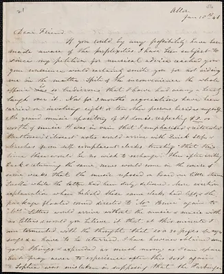 Georgiana Bruce Kirby autograph letter signed to John Sullivan Dwight, Alton, Illinois, January 18, 1846