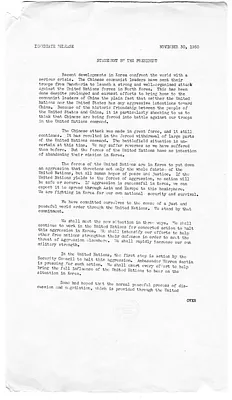 Press Release, Statement by President Harry S. Truman