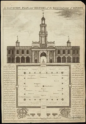 An elevation, plan, and history, of the Royal Exchange of London