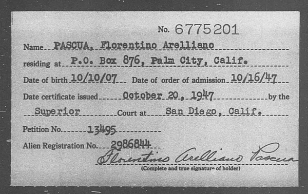 Pascua, Florentino Arelliano - 1947