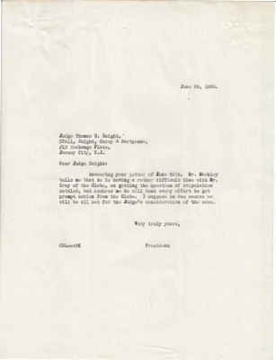 Letters Sent to Thomas G. Haight, June 29, 1934