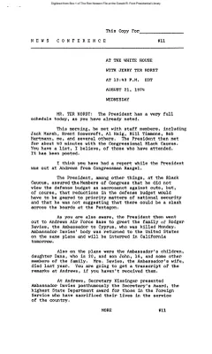 Press Secretary Briefings, 8/21/74
