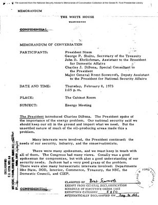 February 8, 1973 - Nixon, Treasury Secretary George Shultz, Charles J. DiBona