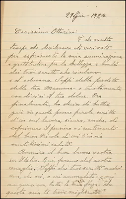 Bartolomeo Vanzetti autographed letter signed to Ottorino Manni, [Charlestown], 29 June 1924