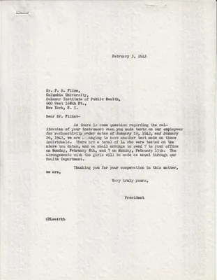Letters Sent to Dr. Frederick B. Flinn, February 3, 1943