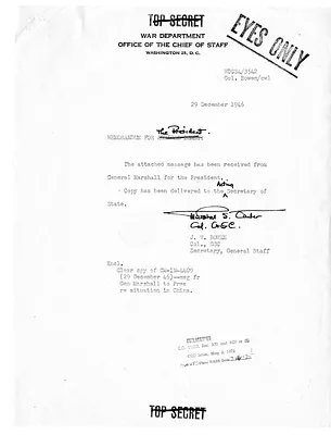 Letter from General George C. Marshall to President Harry S. Truman, with Related Notes