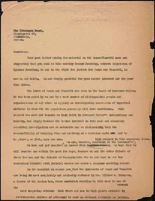 Gardner Jackson typed letter to Tidningen Brand, Boston, Mass., [May 1927]