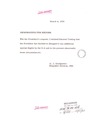 Memorandum for the Record Authored by Andrew J. Goodpaster