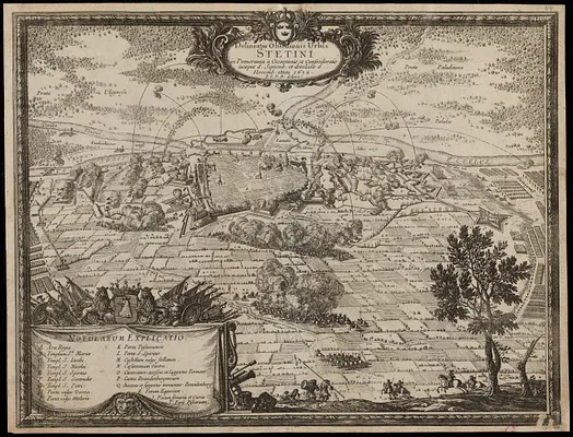 Delineatio obsidionis urbis Stetini in Pomerania à Cesareanis et Confoederatis incaeptae d. Septemb. et derelictae d. Novemb. Anni 1659