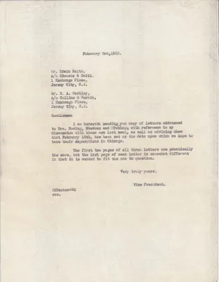 Letters Sent to Edwin Smith [Edwin F. Smith], E.A. Markley, February 3, 1930