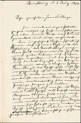 Fittig, Rudolf, 1835-1910 autograph letter signed to Hugo Münsterberg, Strassburg, Ger., 2 August 1904