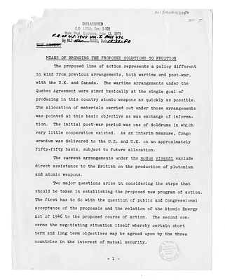 Memorandum, Means of Bringing the Proposed Solutions to Fruition