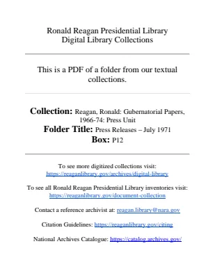 Press Releases - July 1971