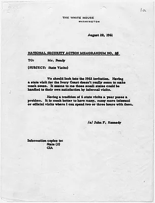 National Security Action Memorandum No. 85 State Visits