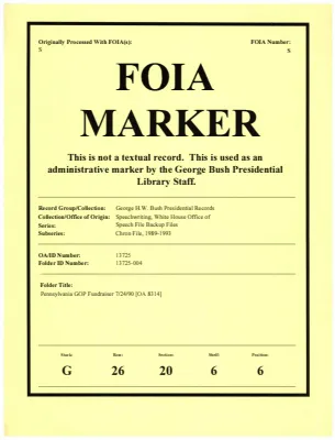 Pennsylvania GOP Fundraiser 7/24/90 [OA 8314]
