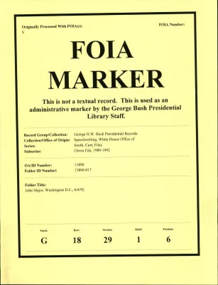 John Major, Washington, DC 6/6/92 [OA 8130]