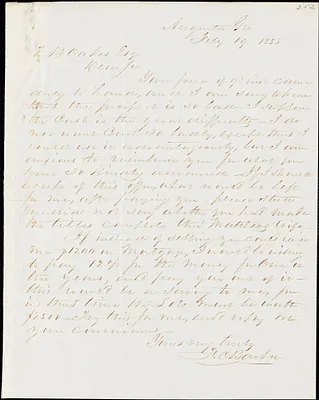 F. C. Barber, Augusta, Ga., autograph letter signed to Ziba B. Oakes, 19 February 1855