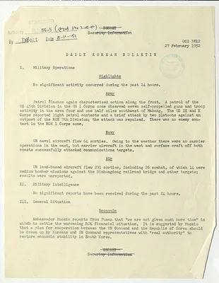 Memorandum, Daily Korean Bulletin