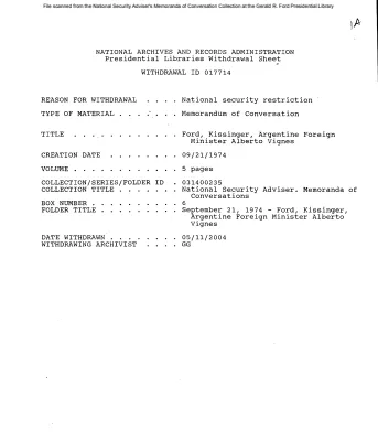 September 21, 1974 - Ford, Kissinger, Argentine Foreign Minister Alberto Vignes