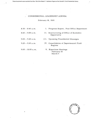 White House - Congressional Leadership Meeting, 2/18/69 (includes minutes)