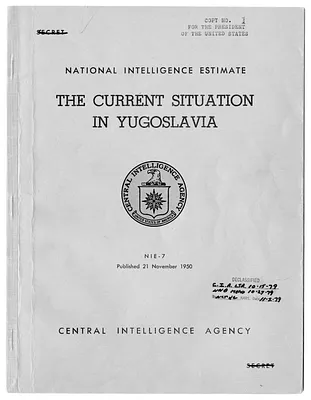 Central Intelligence Agency, National Intelligence Estimate 7, The Current Situation in Yugoslavia