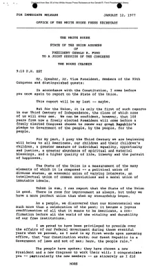 State of the Union Address [Ford Speech or Statement]