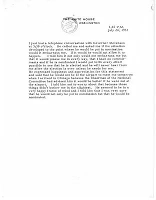 Typed Note of President Harry S. Truman