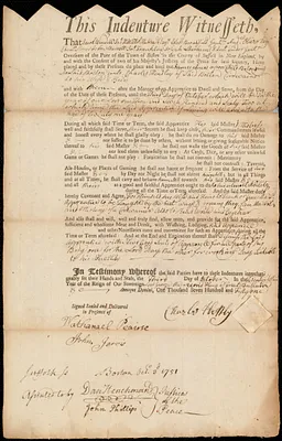 James Lucas indentured to apprentice with Charles Hendley of Boston, 3 October 1751
