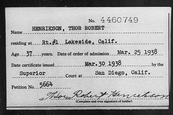 Henrikson, Thor Robert - 1938