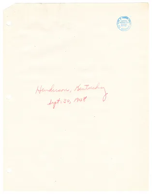Reading Copy, Speech of President Harry S. Truman, Henderson, Kentucky