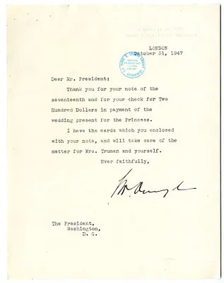 Letter from Ambassador Lewis Douglas to President Harry S. Truman