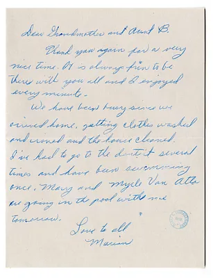 Letter from Marian Wallace to Bess W. Truman and Madge Gates Wallace
