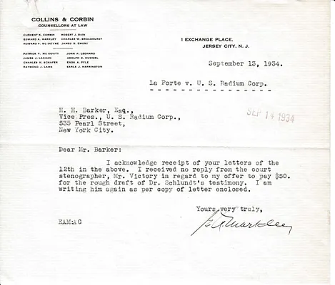 Letters Received to H.H. Barker, September 13, 1934