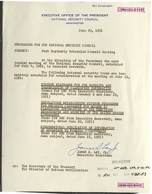 Memorandum from James S. Lay, Jr. to the National Security Council