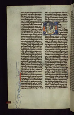 Historiated Initial ""U"" with Job Sitting on a Dungheap