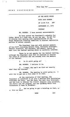 Press Secretary Briefings, 9/17/74