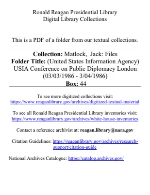 (United States Information Agency) USIA Conference on Public Diplomacy London (03/03/1986 - 03/04/1986)
